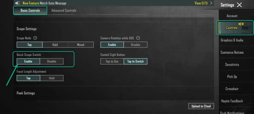 تنظیمات فعال سازی تغییر سریع اسکوپ در پابجی